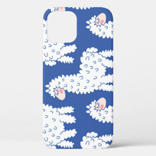 Cartoon lama alpaca, vintage pattern iPhone 12 case