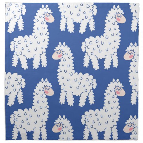 Cartoon lama alpaca vintage pattern cloth napkin