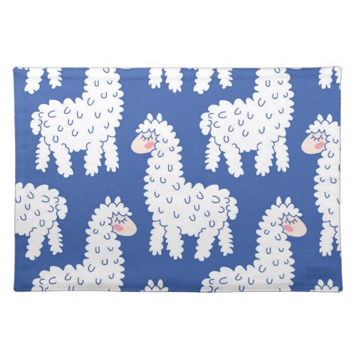 Cartoon lama alpaca vintage pattern cloth placemat