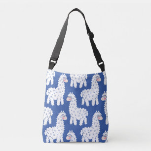 Cartoon lama alpaca, vintage pattern crossbody bag