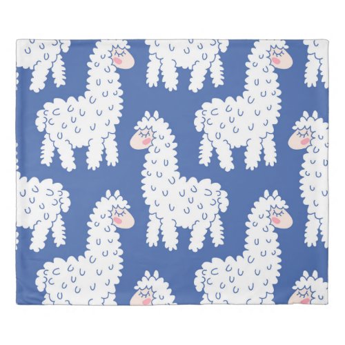 Cartoon lama alpaca vintage pattern duvet cover