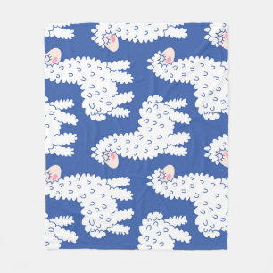 Cartoon lama alpaca, vintage pattern fleece blanket