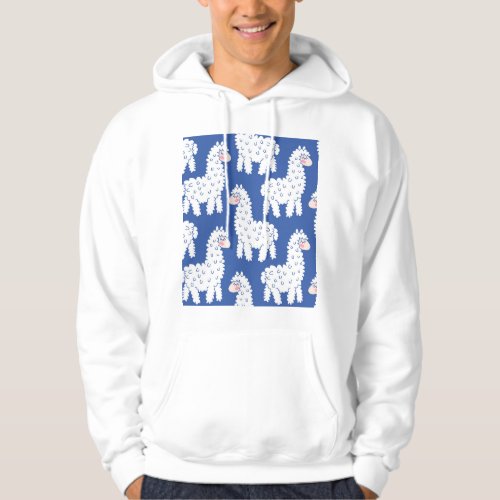 Cartoon lama alpaca vintage pattern hoodie