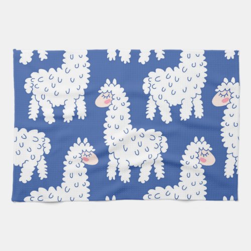 Cartoon lama alpaca vintage pattern kitchen towel