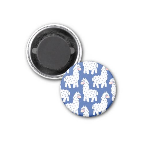 Cartoon lama alpaca vintage pattern magnet