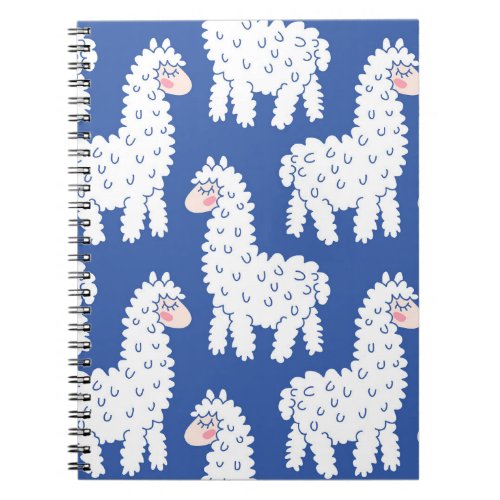 Cartoon lama alpaca vintage pattern notebook
