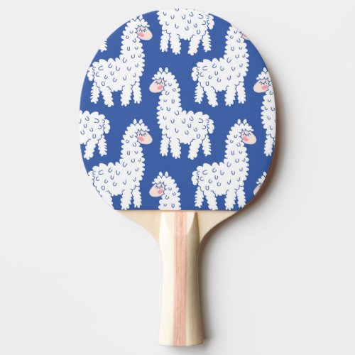 Cartoon lama alpaca vintage pattern ping pong paddle