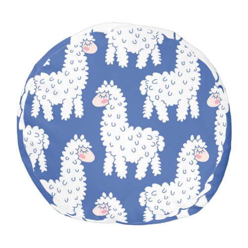 Cartoon lama alpaca vintage pattern pouf