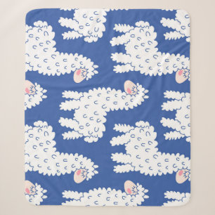 Cartoon lama alpaca, vintage pattern sherpa blanket