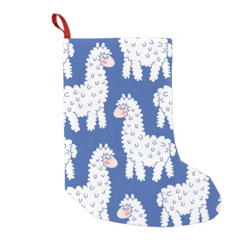 Cartoon lama alpaca vintage pattern small christmas stocking