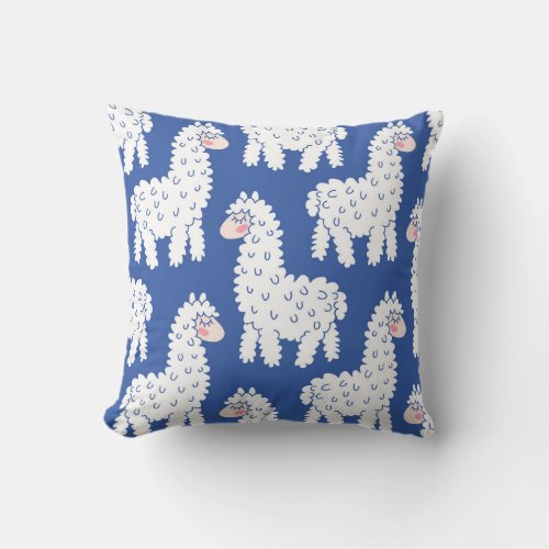 Cartoon lama alpaca vintage pattern throw pillow