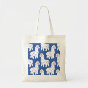 Cartoon lama alpaca, vintage pattern tote bag