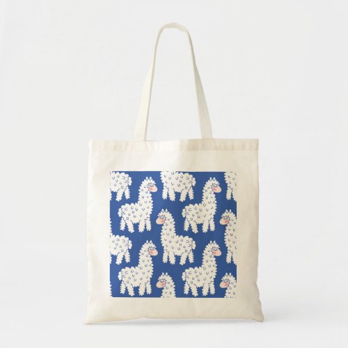 Cartoon lama alpaca vintage pattern tote bag