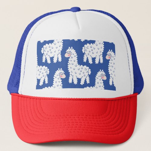 Cartoon lama alpaca vintage pattern trucker hat