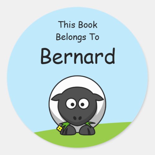 Cartoon Lamb This Book Belongs To Classic Round Sticker