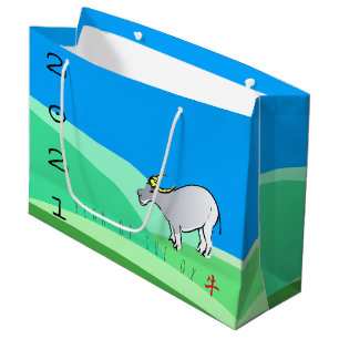 Cartoon Landscape Ox Chinese New Year Zodiac LGB Large Gift Bag