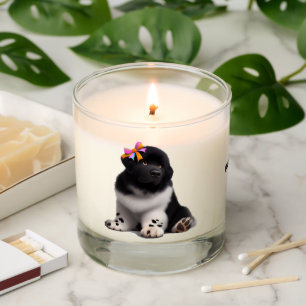 Cartoon Landseer Newfoundland Puppy Scented Candle