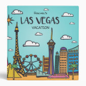 Cartoon Las Vegas Vacation Photo Album 3 Ring Binder (Front)