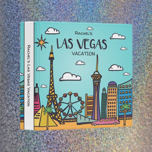 Cartoon Las Vegas Vacation Scrapbook Album 3 Ring Binder