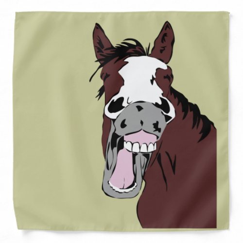 Cartoon Laughing Horse  Fun Animal Art Bandana