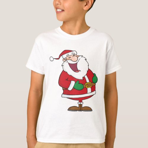 Cartoon Laughing Santa Claus T_Shirt