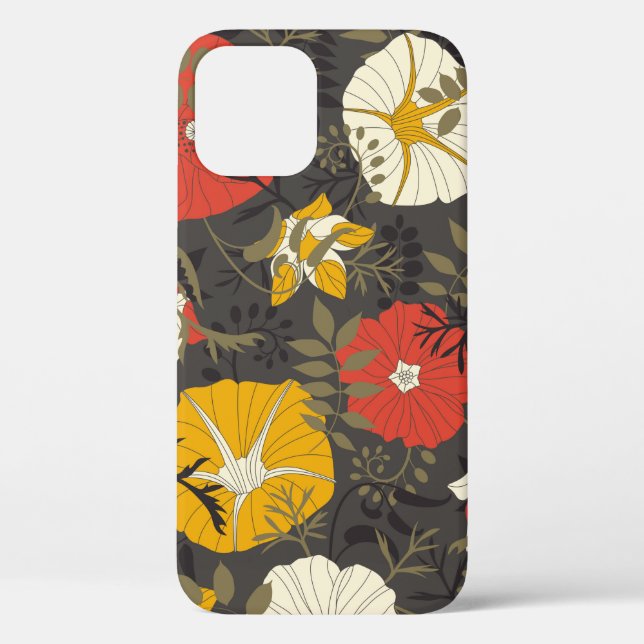 cartoon leaves and flowers on a dark background in Case-Mate iPhone case (Back)