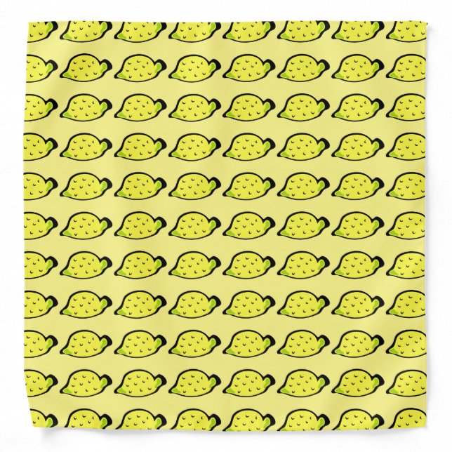 Cartoon Lemons Bright Yellow Bandana (Front)
