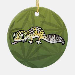 Cartoon Leopard Gecko (add your own message) Ceramic Ornament