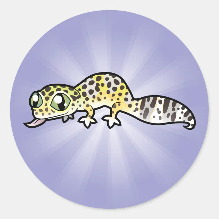 Cartoon Leopard Gecko Classic Round Sticker Zazzle Com