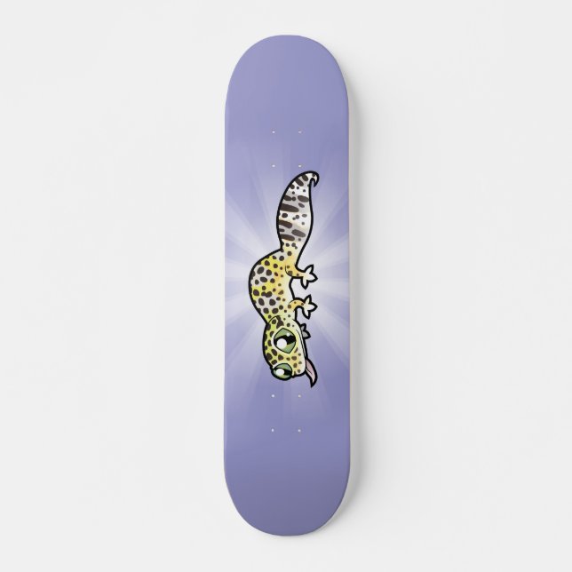 Cartoon Leopard Gecko Skateboard Deck (Front)