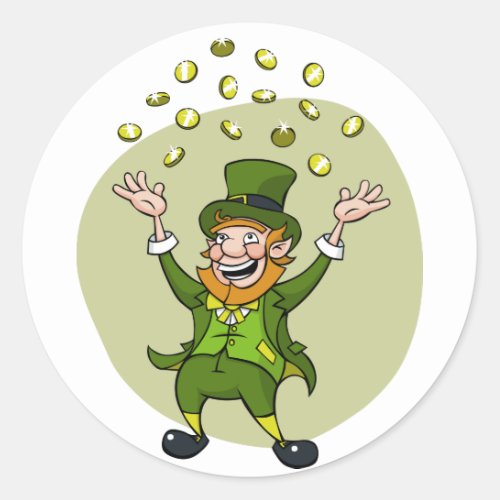 Cartoon Leprechaun Classic Round Sticker