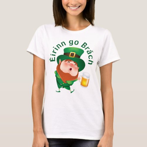 Cartoon Leprechaun with Beer T_Shirt