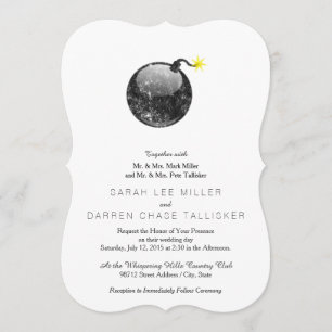 Cartoon Letterpress Style Bomb Invitation