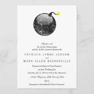 Cartoon Letterpress Style Bomb Invitation