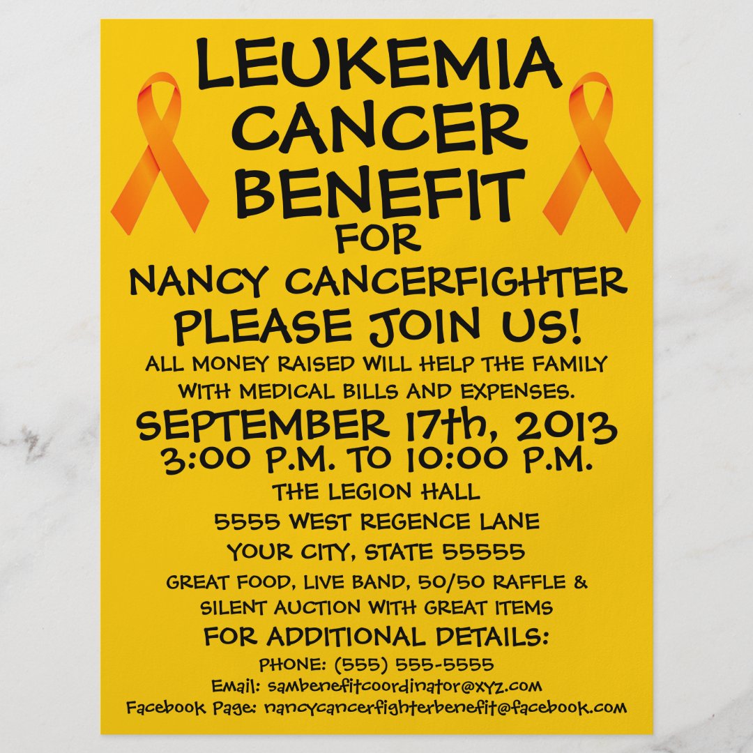 Cartoon Leukemia Cancer Benefit Flyer | Zazzle