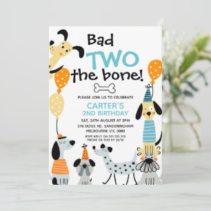 Cartoon Like Bad Two The Bone Dogs 2nd Birthday  Invitation