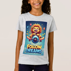🦁 Cartoon Lion Airplane Adventure Kids Graphic ✈ T-Shirt