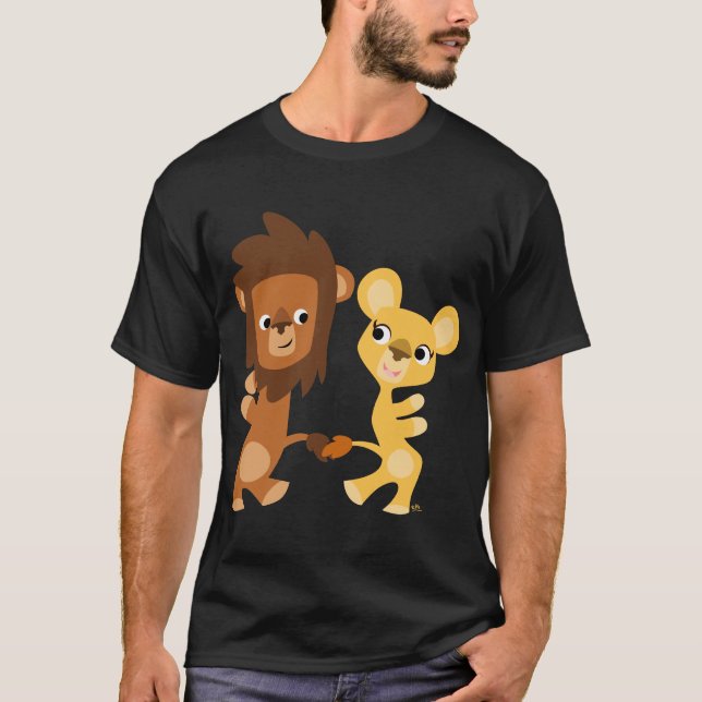 Cartoon Lion and Lioness  dancing T-shirt (Front)