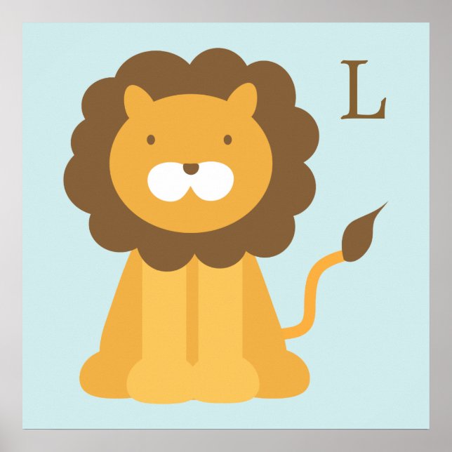 Cartoon Lion Children's Wall Art (Front)