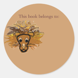 Cartoon Lion Classic Round Sticker
