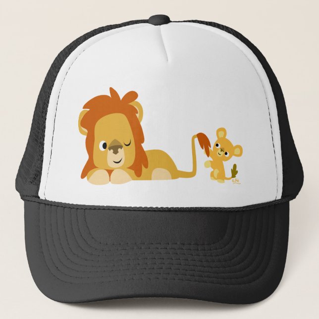 Cartoon Lion Dad and Cub hat (Front)