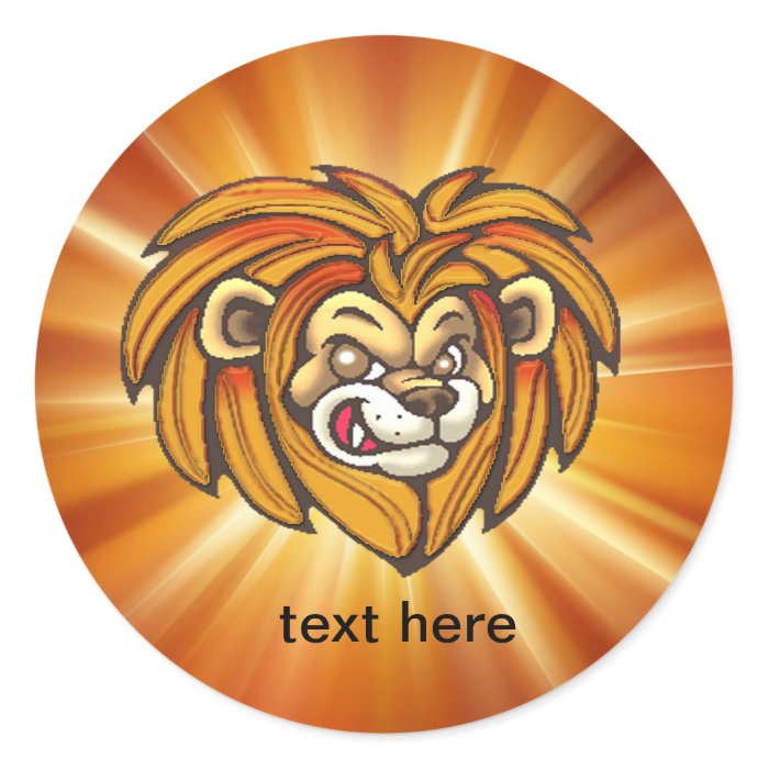 Cartoon Lion Face Wildlife Stickers