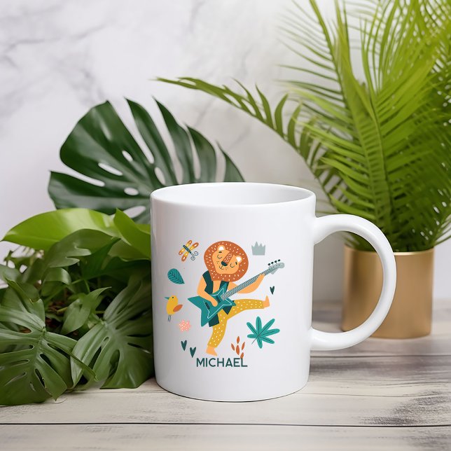 Cartoon Lion & Guitar Coffee Mug (Creator Uploaded)