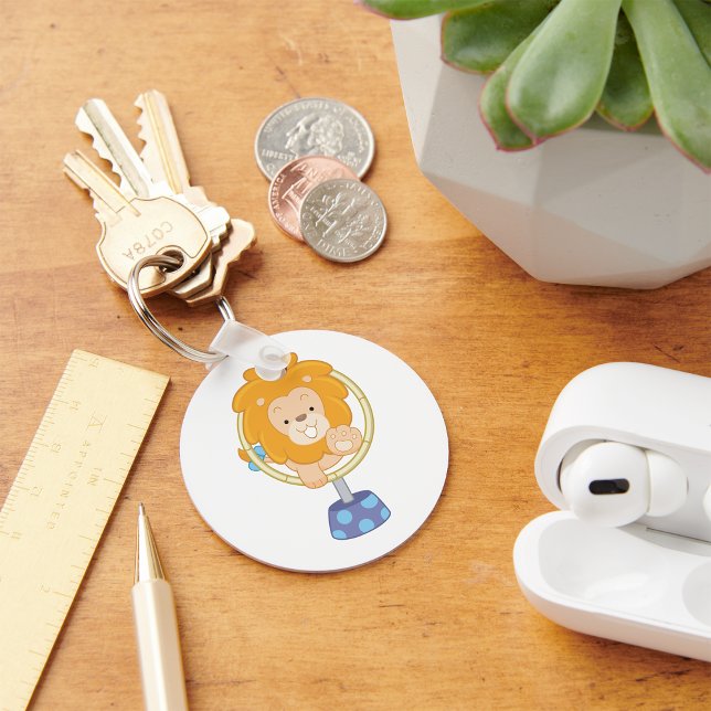 Cartoon Lion Jumping Through Ring Keychain (Creator Uploaded)
