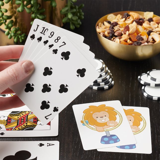 Cartoon Lion Jumping Through Ring Poker Cards (Creator Uploaded)
