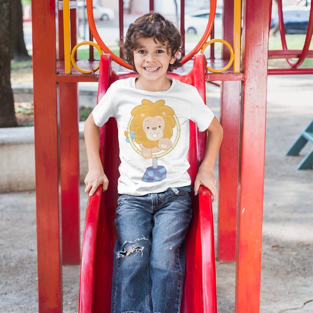 Cartoon Lion Jumping Through Ring T-Shirt (Creator Uploaded)