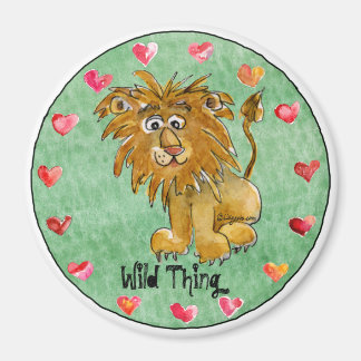 Cartoon Lion Round Personalized Magnets