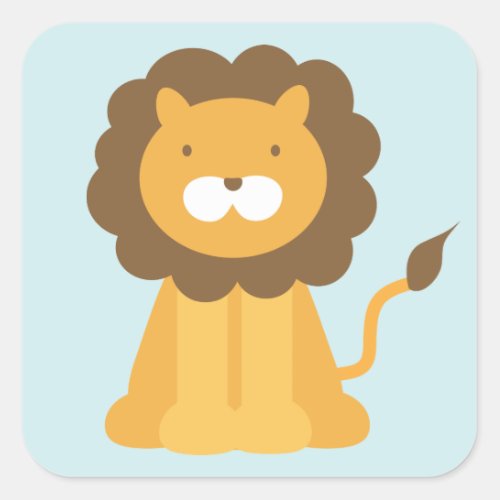 Cartoon Lion Square Sticker
