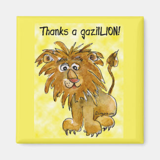 Cartoon Lion Thank You Magnet Yellow