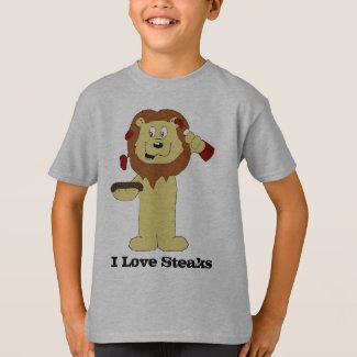 Cartoon Lion With Steaks T-Shirt